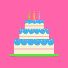 Birthday cake or wedding vector icon