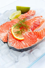 Fresh Raw Salmon Red Fish Steak