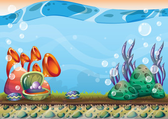 cartoon vector underwater background with separated layers for game art and animation game design asset in 2d graphic