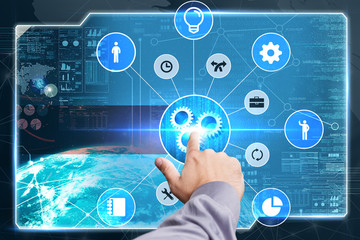 Business, Technology, Internet and network concept. Young busine