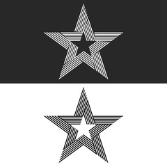 Star logo abstract hipster monogram, set thin line black and white brand icon, mockup print t-shirt design template elements