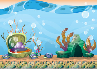 cartoon vector underwater background with separated layers for game art and animation game design asset in 2d graphic