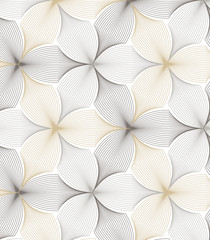 flower pattern vector, repeating linear petal of flower, monochrome stylish - 123927251