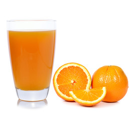 Orange juice on white background