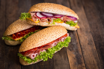 Sandwiches with ham and cheese