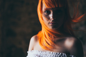 Young red hair woman portrait