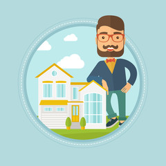 Real estate agent offering house.