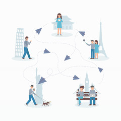 Social network concept. Flat style vector illustration