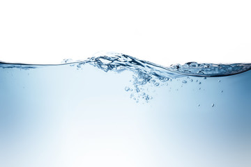 Blue water wave and bubbles to clean drinking water
