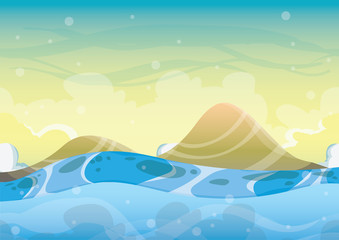 cartoon vector sea background with separated layers for game art and animation game design asset in 2d graphic
