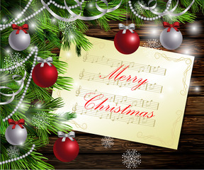 Christmas New Year design wooden background