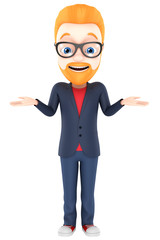 The man with the red hair on a white background shrugged. 3d ren