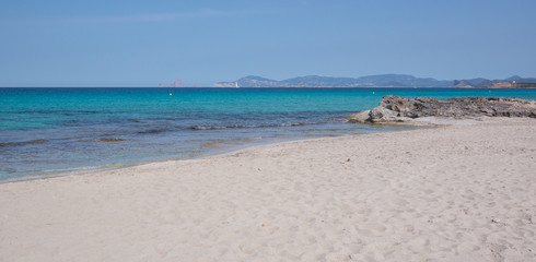 Fototapeta na wymiar Sand of Ses Illetes beach