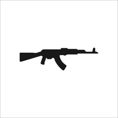 Kalashnikov assault rifle symbol silhouette icon on background