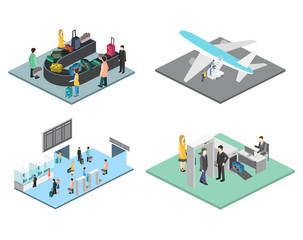 Isometric airport scenes