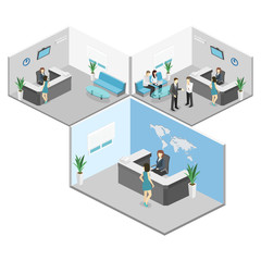 Isometric interior of reception.