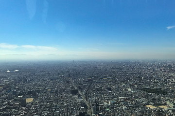Obraz premium OSAKA JAPAN - 15 OCTOBER, 2016: Osaka city view from Abeno Harukas building in Tennoji. Abeno Harukas is a multi-purpose commercial facility and is the tallest building in Japan.