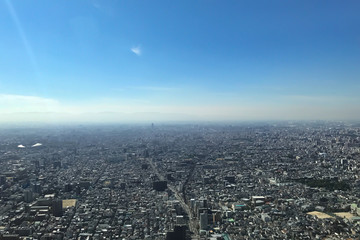Obraz premium OSAKA JAPAN - 15 OCTOBER, 2016: Osaka city view from Abeno Harukas building in Tennoji. Abeno Harukas is a multi-purpose commercial facility and is the tallest building in Japan.