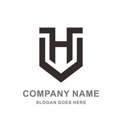 Monogram Letter H & U Vector Logo Design Template