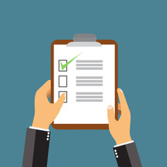 Hand holding clipboard - vector