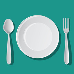 Dish,spoon,fork vector illustration