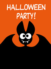 Halloween party creative Halloween background cute bat on orange background