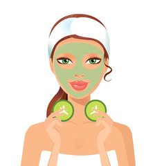 Pretty woman with mask on face vector illustration concept
