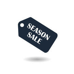 Season Sale Tag icon. Black isolated with shadow. Flat design style. vector illustration
