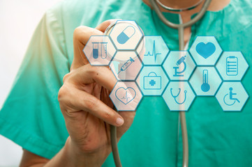 Close up unknown nurse and stethoscope