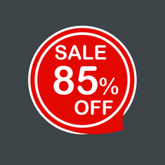 Sale tag, label ticket, label, stamp, sticker 85% OFF square red web vector illustration