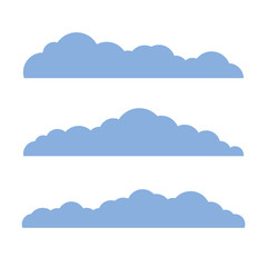 Collection of stylized fluffy cloud silhouettes. Isolated on white background. Vector illustration, eps 10.
