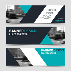 Set of blue horizontal business banner templates.