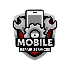 mobile repair services logo icon emblem vector