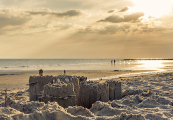 Sand castle on the beach