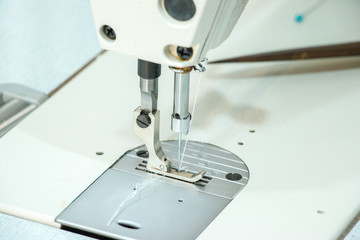 Close-up detail of the sewing machine