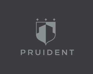 Abstract house logo design template. Premium real estate finance crest sign. Universal business foundation shield vector icon