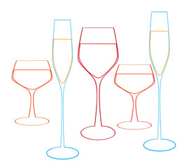Background with glasses of wine vector