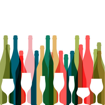 Background with bottles of alcohol