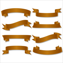 Set of beautiful festive gold ribbons. Vector illustration