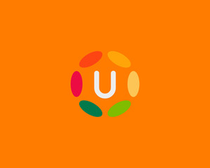 Color letter U logo icon vector design. Hub frame logotype