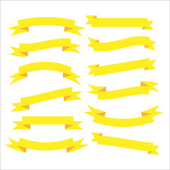 Set of beautiful festive yellow ribbons. Vector illustration