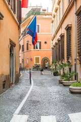 Street scene on the historic center of Rome, capital of Italy

