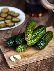 Pickled cucumbers in soy sauce and rice vinegar