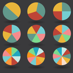 Obraz premium pie graph 2 3 4 5 6 7 8 9 10 circle chart set illustration round vector