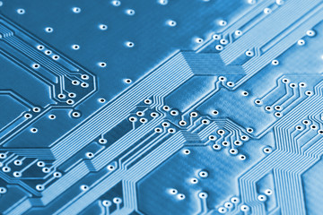 Electronic circuit board close up.