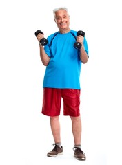 Obraz premium Senior man with dumbbell.