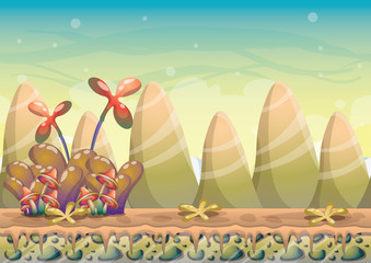 cartoon vector nature landscape background with separated layers for game art and animation game design asset in 2d graphic