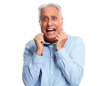 Scared senior man.