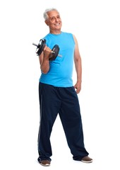 Obraz premium Senior man with dumbbell.