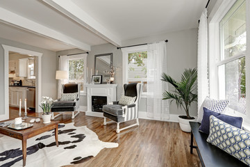 Black and white interior of luxury living room